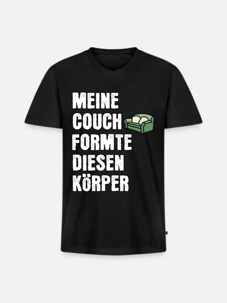 Spüche Couch Körper - Männer Premium Bio T-Shirt mit V-Ausschnitt - Schwarz