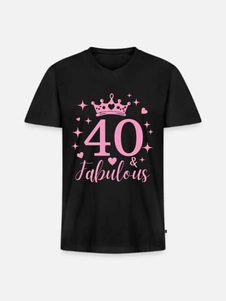 Fabulous 40. 40th birthday - Men's Premium Organic T-shirt with V-neck - black