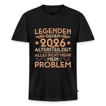 Legenden gehen 2026 in Altersteilzeit - Männer Premium Bio T-Shirt mit V-Ausschnitt - Schwarz - Vorne - Nico (187cm)