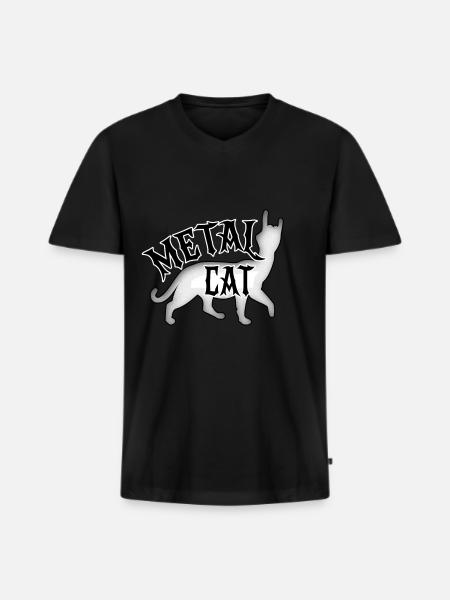 Metal Cat - Rock Cat - Men's Premium Organic T-shirt with V-neck - black