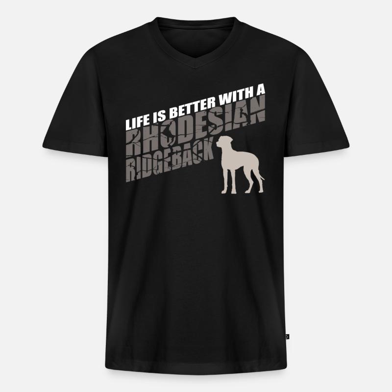 Rhodesian Ridgeback Geschenkidee - Männer Premium Bio T-Shirt mit V-Ausschnitt - Schwarz