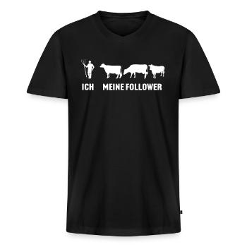 Ich Meine Follower Kühe Kuh - Männer Premium Bio T-Shirt mit V-Ausschnitt - Schwarz - Vorne - Nico (187cm)
