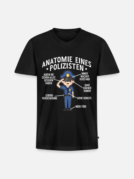 Polizist Anatomie Witziges Polizei Kollege - Männer Premium Bio T-Shirt mit V-Ausschnitt - Schwarz