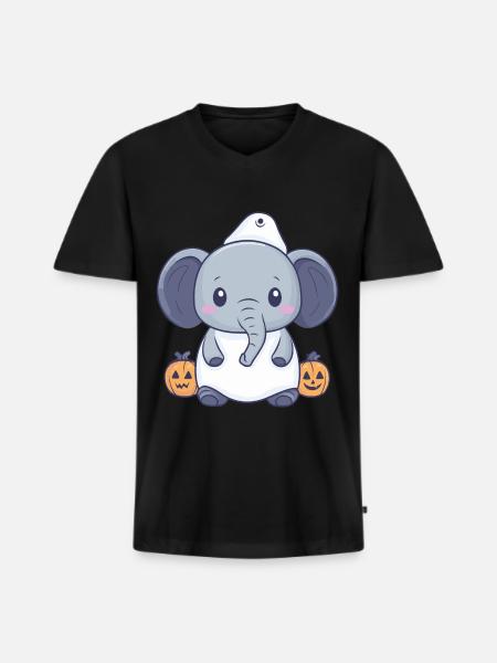 Elephant Halloween Funny Ghost - Men's Premium Organic T-shirt with V-neck - black