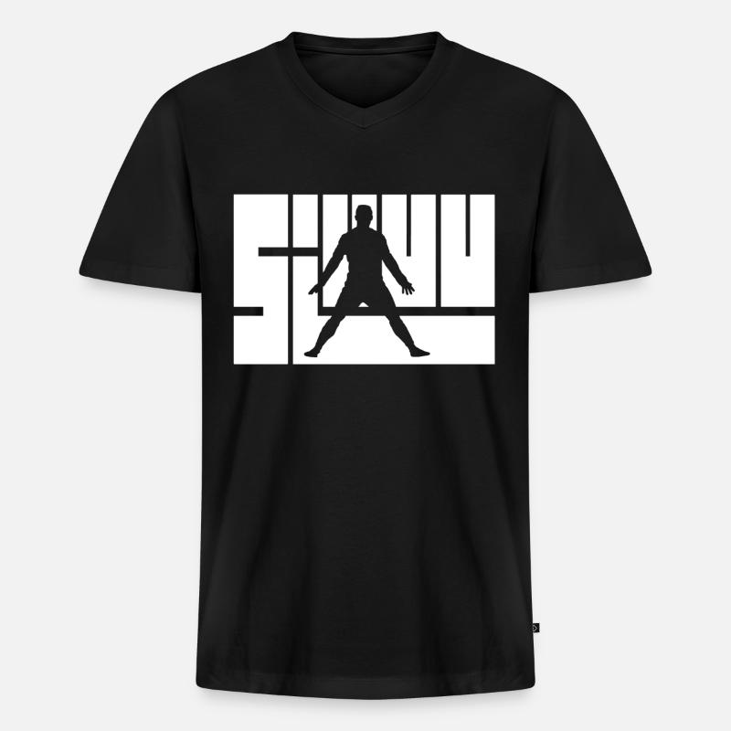 Siuuu - Männer Premium Bio T-Shirt mit V-Ausschnitt - Schwarz