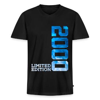 26. GEBURTSTAG LIMITED EDITION 2000 - Männer Premium Bio T-Shirt mit V-Ausschnitt - Schwarz - Vorne - Nico (187cm)
