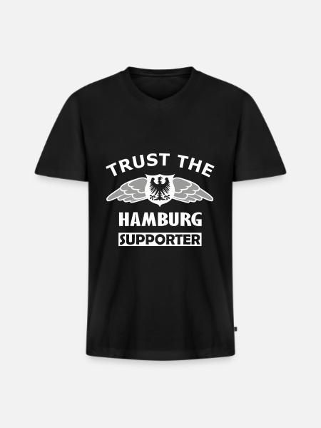 Vertraue dem Hamburger - Männer Premium Bio T-Shirt mit V-Ausschnitt - Schwarz