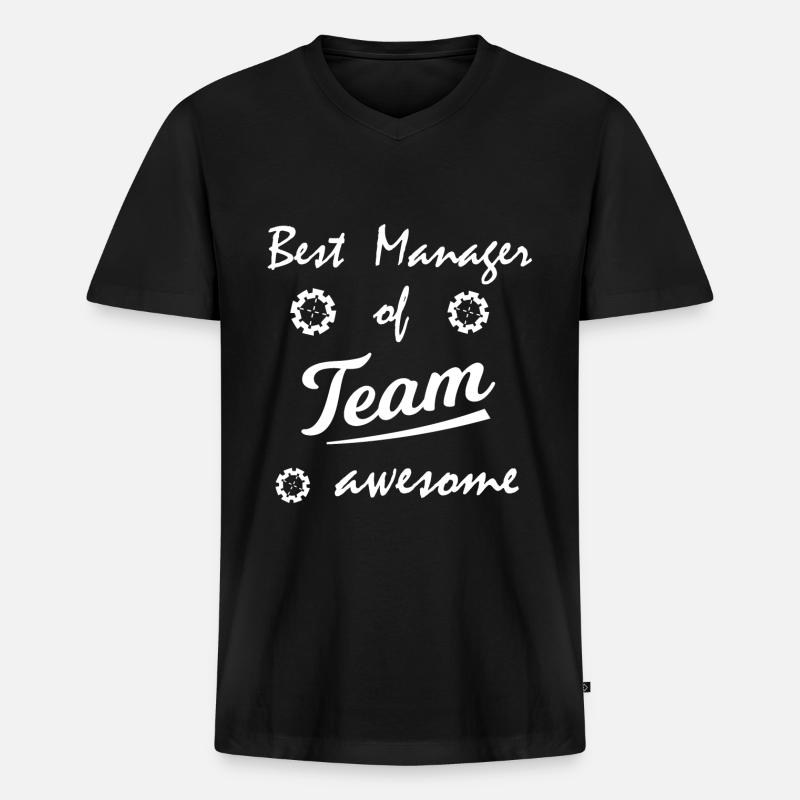 Der Team Manager - Männer Premium Bio T-Shirt mit V-Ausschnitt - Schwarz