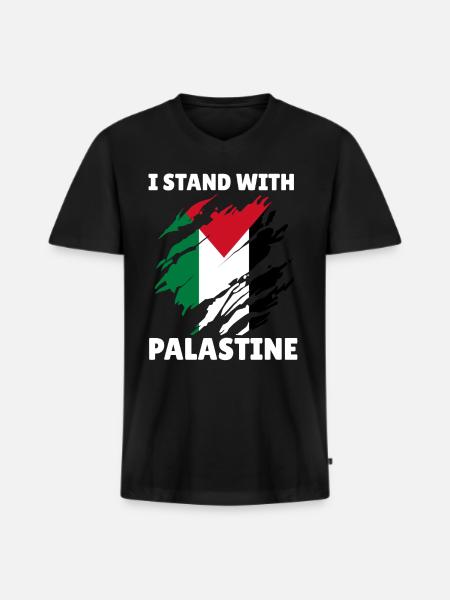 Palestinian Flag I Stand With Palestine - Men's Premium Organic T-shirt with V-neck - black
