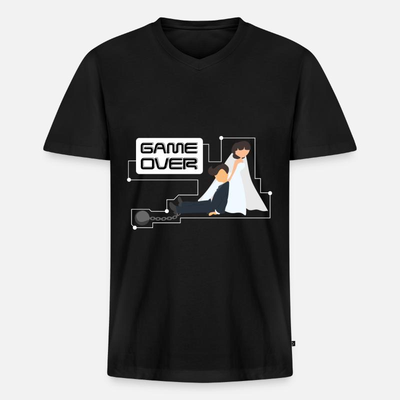 Junggesellenabschied Bachelor Game Over - Männer Premium Bio T-Shirt mit V-Ausschnitt - Schwarz