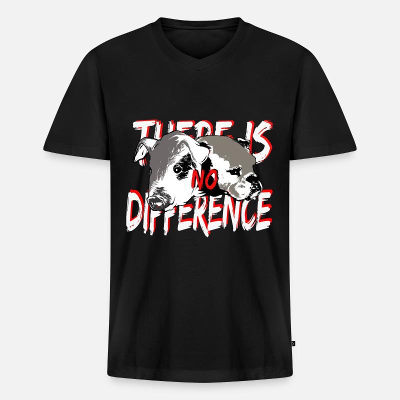 Schwein Hund No difference - Männer Premium Bio T-Shirt mit V-Ausschnitt - Schwarz