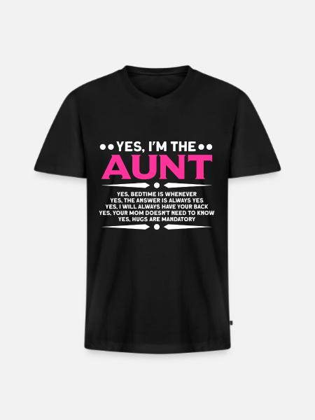 Aunt Aunt Aunt Gift - Men's Premium Organic T-shirt with V-neck - black
