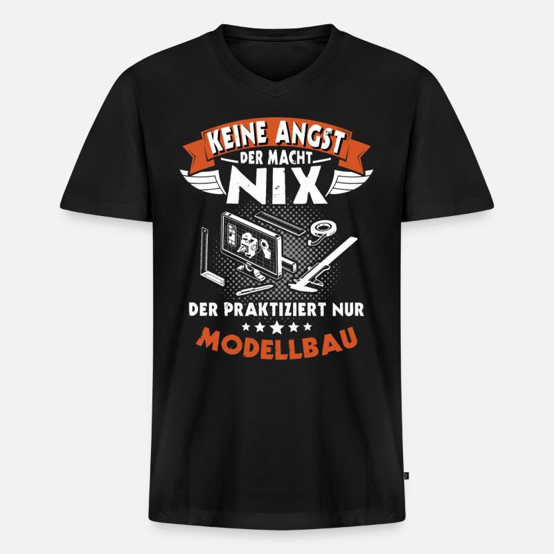 Modellbauer Modellbau Modellbauen - Männer Premium Bio T-Shirt mit V-Ausschnitt - Schwarz
