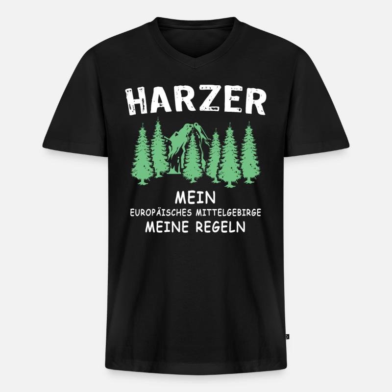 Harz Sprüche Harzer - Männer Premium Bio T-Shirt mit V-Ausschnitt - Schwarz