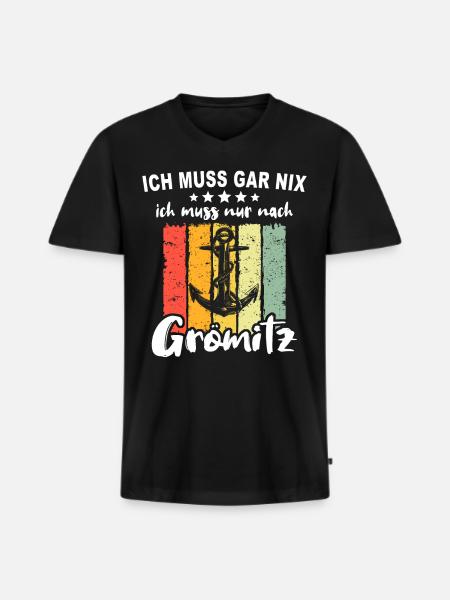 Grömitz Souvenir Grömitzer Groemitz - Männer Premium Bio T-Shirt mit V-Ausschnitt - Schwarz