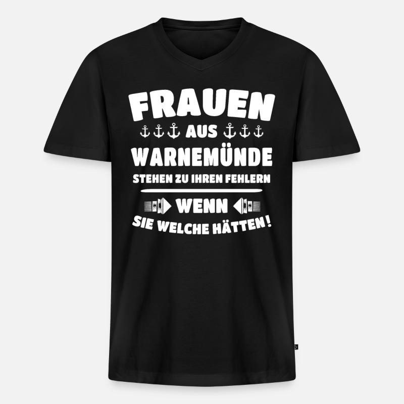 Warnemünde Ostsee Warnemuende - Männer Premium Bio T-Shirt mit V-Ausschnitt - Schwarz