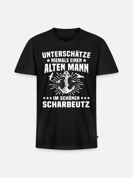 Scharbeutz - Männer Premium Bio T-Shirt mit V-Ausschnitt - Schwarz