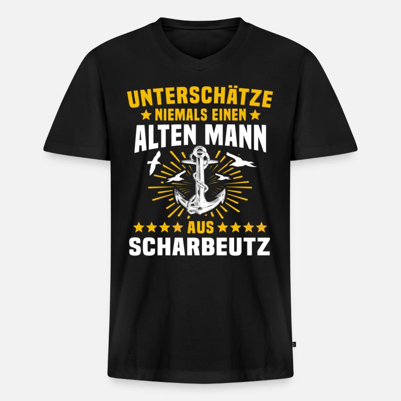Scharbeutz Sprüche Scharbeutzer Ostsee - Männer Premium Bio T-Shirt mit V-Ausschnitt - Schwarz