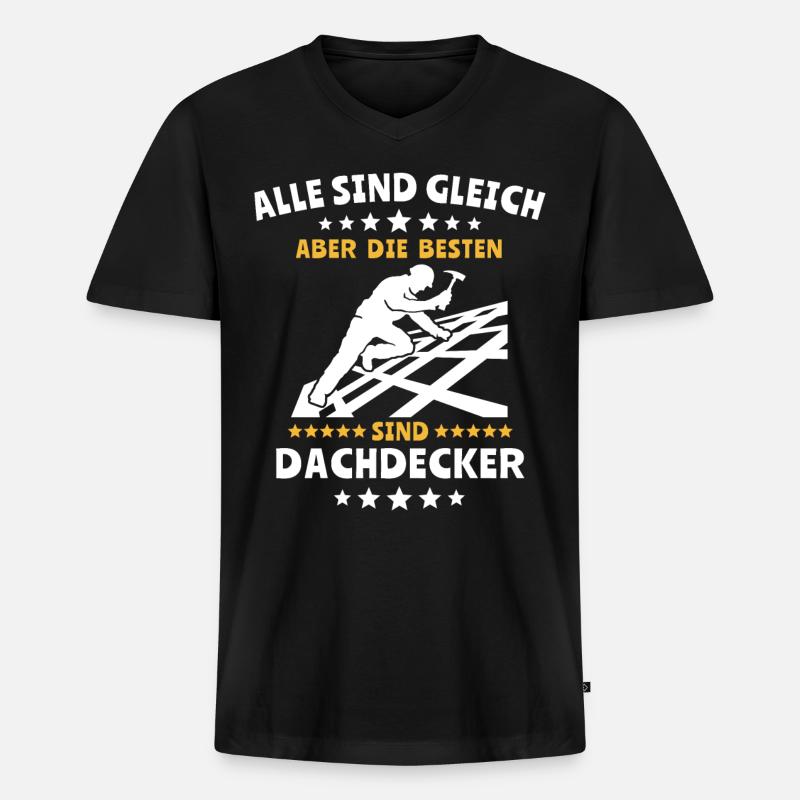 Dachdecker Dachspengler Dachdecken Dachklempner - Männer Premium Bio T-Shirt mit V-Ausschnitt - Schwarz