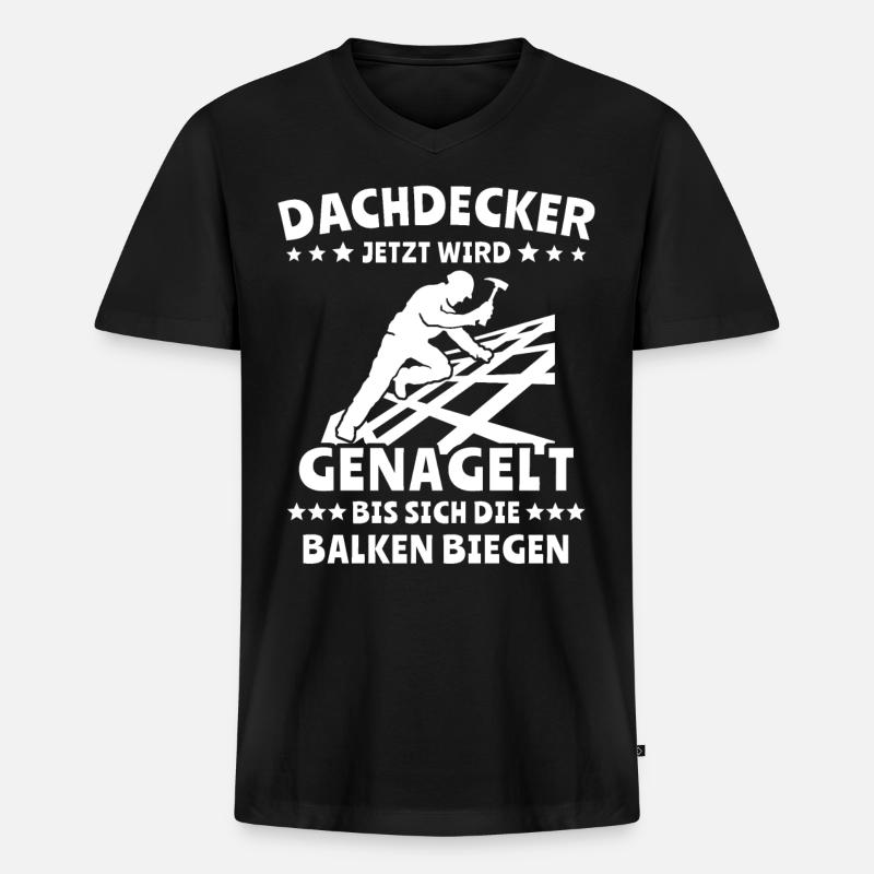 Dachdecker - Männer Premium Bio T-Shirt mit V-Ausschnitt - Schwarz