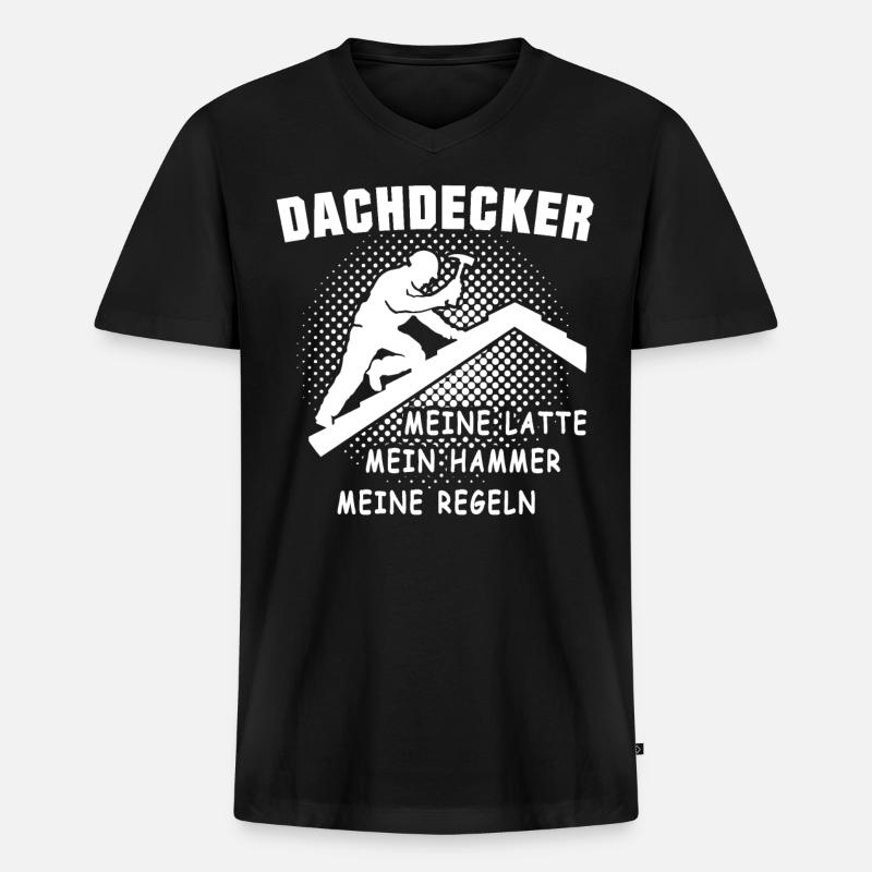 Dachdecker - Männer Premium Bio T-Shirt mit V-Ausschnitt - Schwarz
