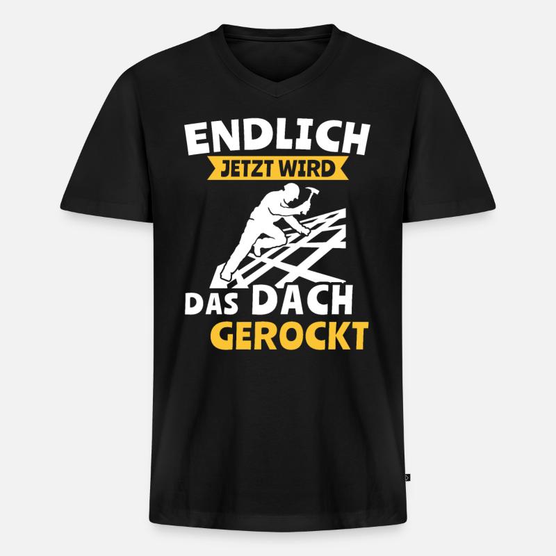 Dachdecker Dachspengler Dachdecken Dachklempner - Männer Premium Bio T-Shirt mit V-Ausschnitt - Schwarz