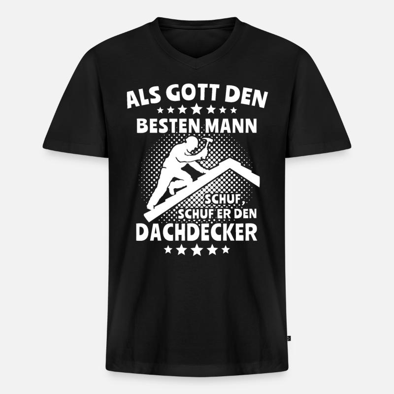Dachdecker Dachdecken - Männer Premium Bio T-Shirt mit V-Ausschnitt - Schwarz