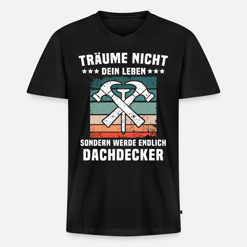 Dachdecker Dächer Decken Dachdecken - Männer Premium Bio T-Shirt mit V-Ausschnitt - Schwarz