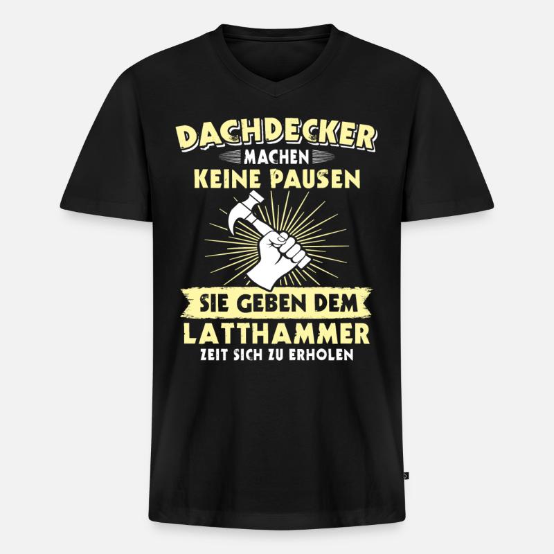 Dachdecker Dächer Decken Dachdecken - Männer Premium Bio T-Shirt mit V-Ausschnitt - Schwarz