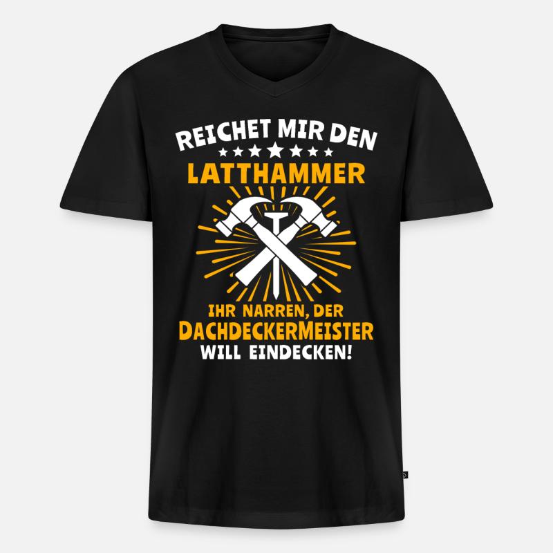 Dachdecker Dächer Decken Dachdecken - Männer Premium Bio T-Shirt mit V-Ausschnitt - Schwarz