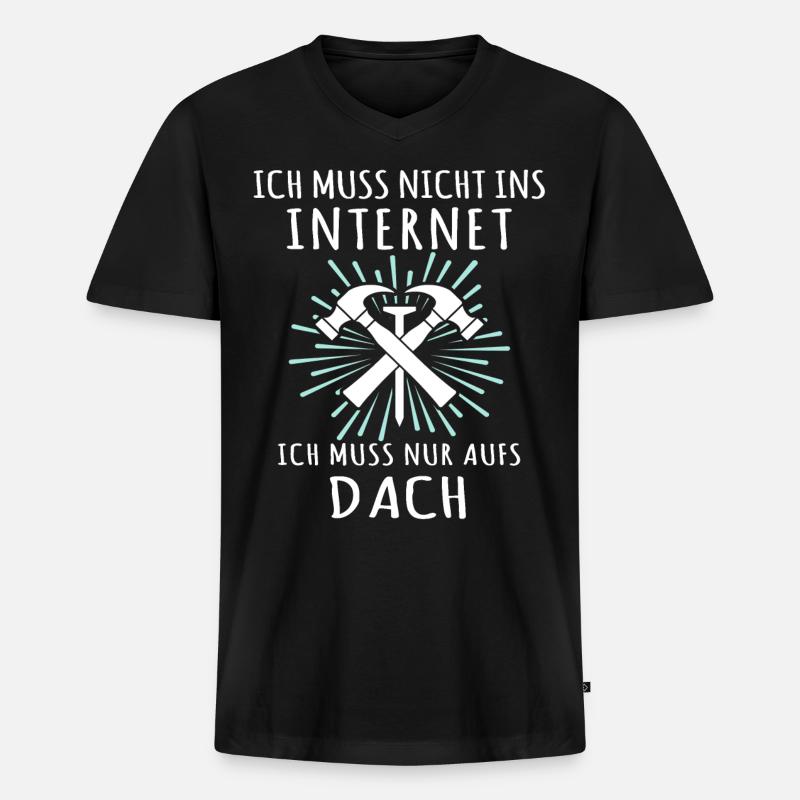 Dachdecker Sprüche Dachdecken - Männer Premium Bio T-Shirt mit V-Ausschnitt - Schwarz