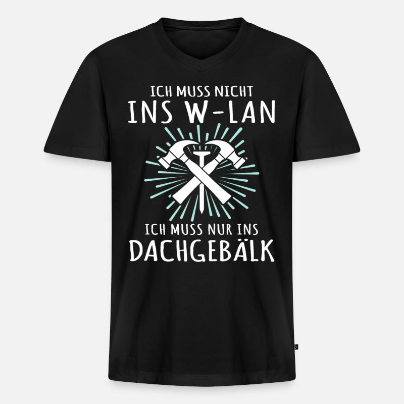 Dachdecker Sprüche Dachdecken - Männer Premium Bio T-Shirt mit V-Ausschnitt - Schwarz
