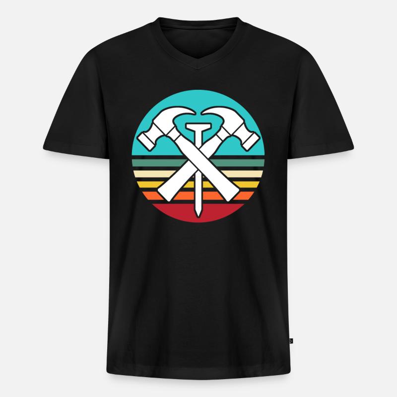 Dachdecker Motiv Dachdecken - Männer Premium Bio T-Shirt mit V-Ausschnitt - Schwarz