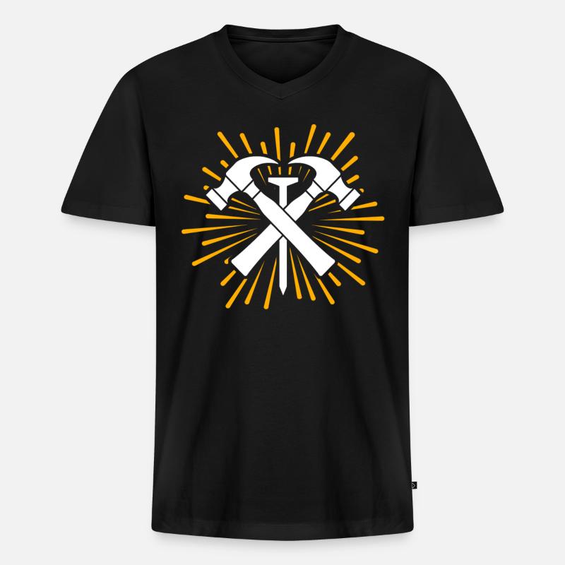 Dachdecker Dachdecken Dachdeckermeister - Männer Premium Bio T-Shirt mit V-Ausschnitt - Schwarz