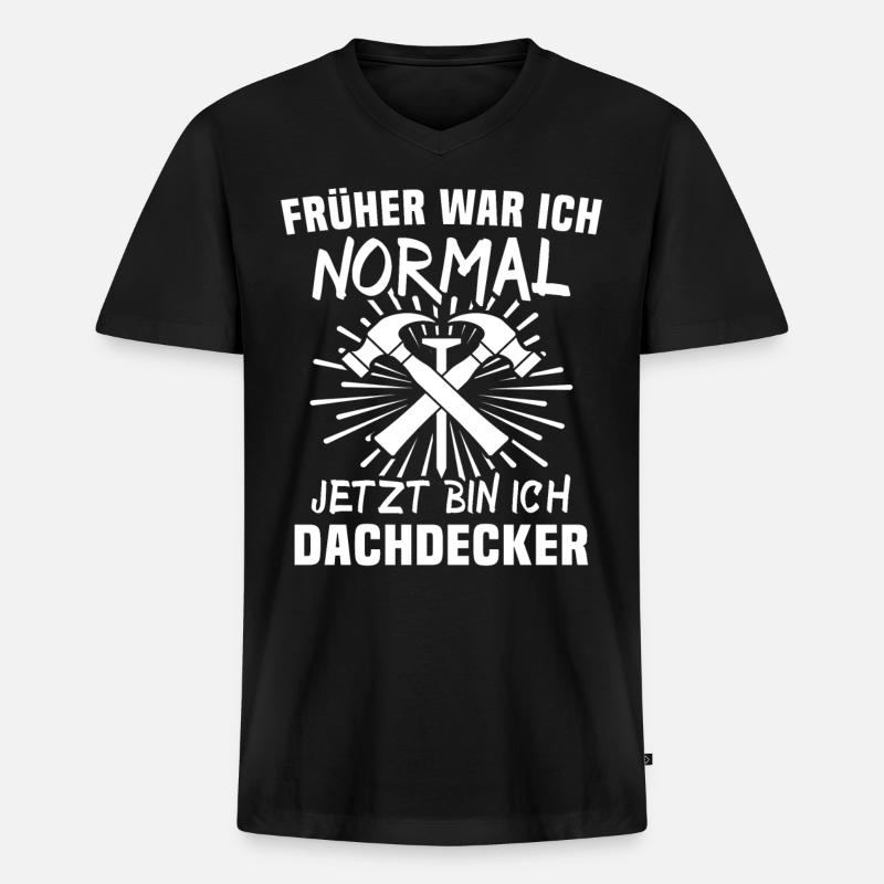 Dachdecker - Männer Premium Bio T-Shirt mit V-Ausschnitt - Schwarz