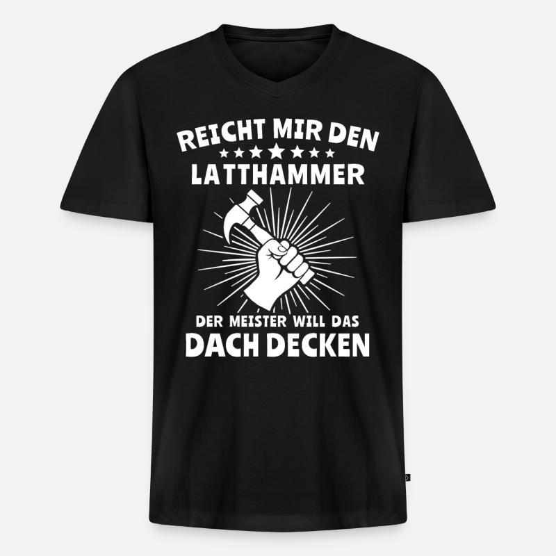 Dachdecker - Männer Premium Bio T-Shirt mit V-Ausschnitt - Schwarz
