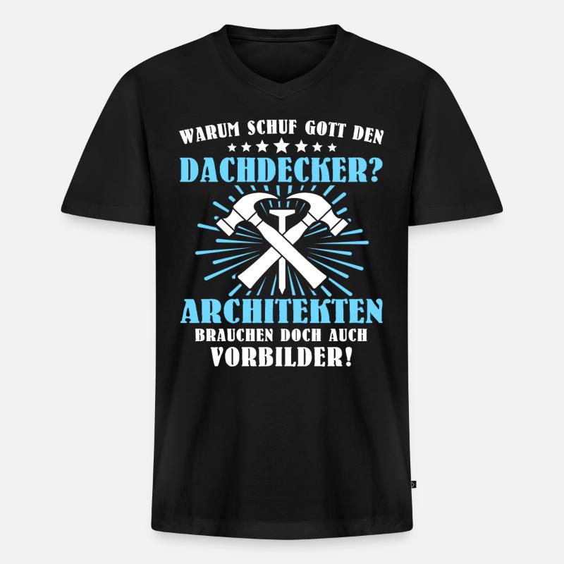 Dachdecker Beruf Dachdecken - Männer Premium Bio T-Shirt mit V-Ausschnitt - Schwarz