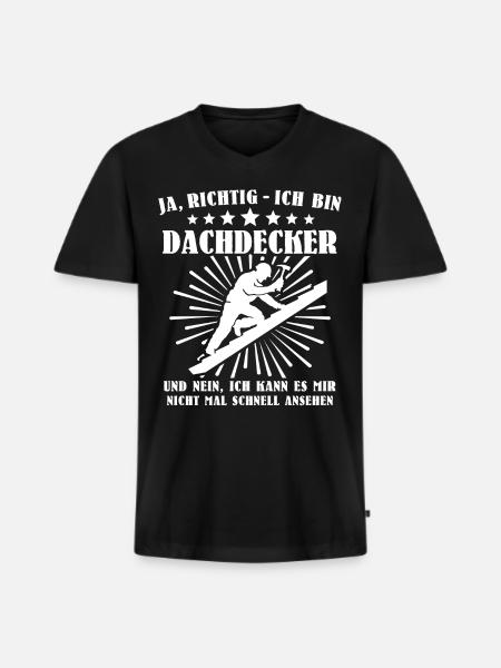 Dachdecker Beruf Dachdecken - Männer Premium Bio T-Shirt mit V-Ausschnitt - Schwarz
