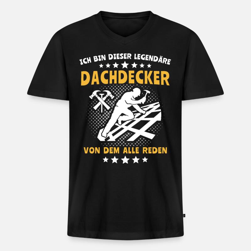 Dachdecker Handwerker Dachdecken - Männer Premium Bio T-Shirt mit V-Ausschnitt - Schwarz