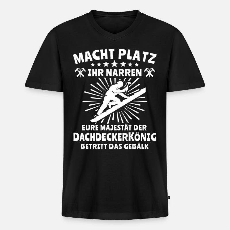 Dachdecker Dachdecken - Männer Premium Bio T-Shirt mit V-Ausschnitt - Schwarz