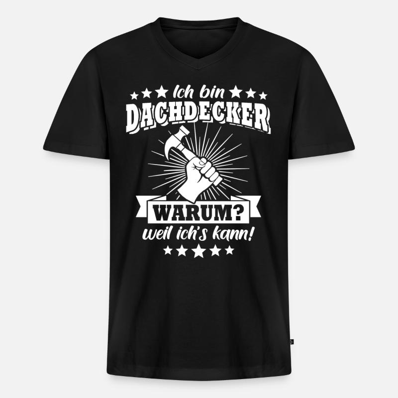 Dachdecker Dachdecken - Männer Premium Bio T-Shirt mit V-Ausschnitt - Schwarz