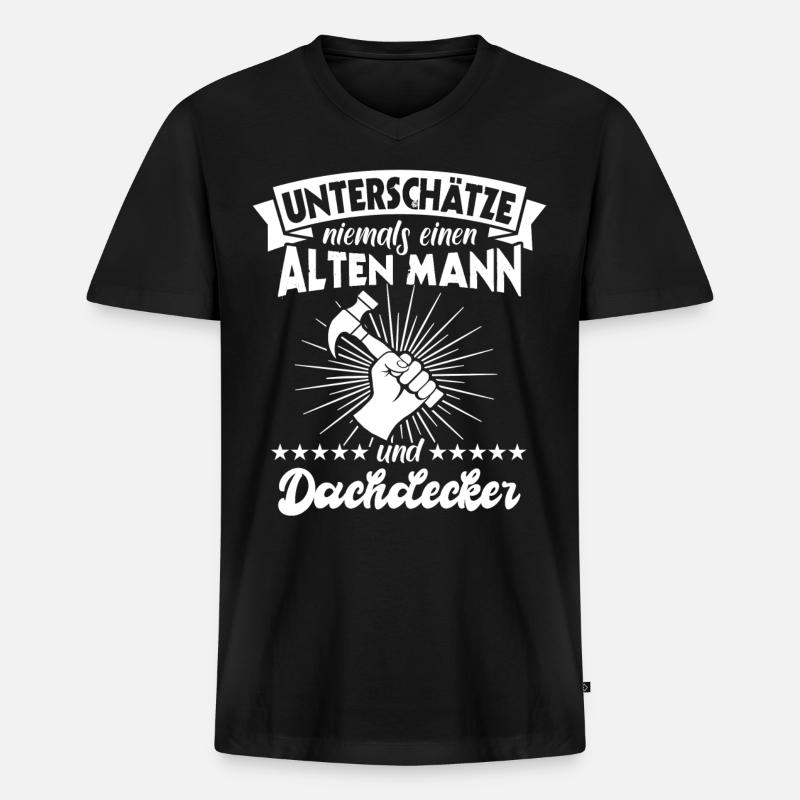 Dachdecker Dachdecken - Männer Premium Bio T-Shirt mit V-Ausschnitt - Schwarz