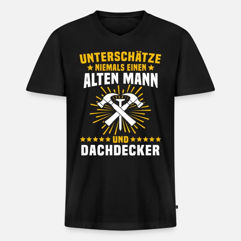 Dachdecker Handwerker Dachdecken - Männer Premium Bio T-Shirt mit V-Ausschnitt - Schwarz