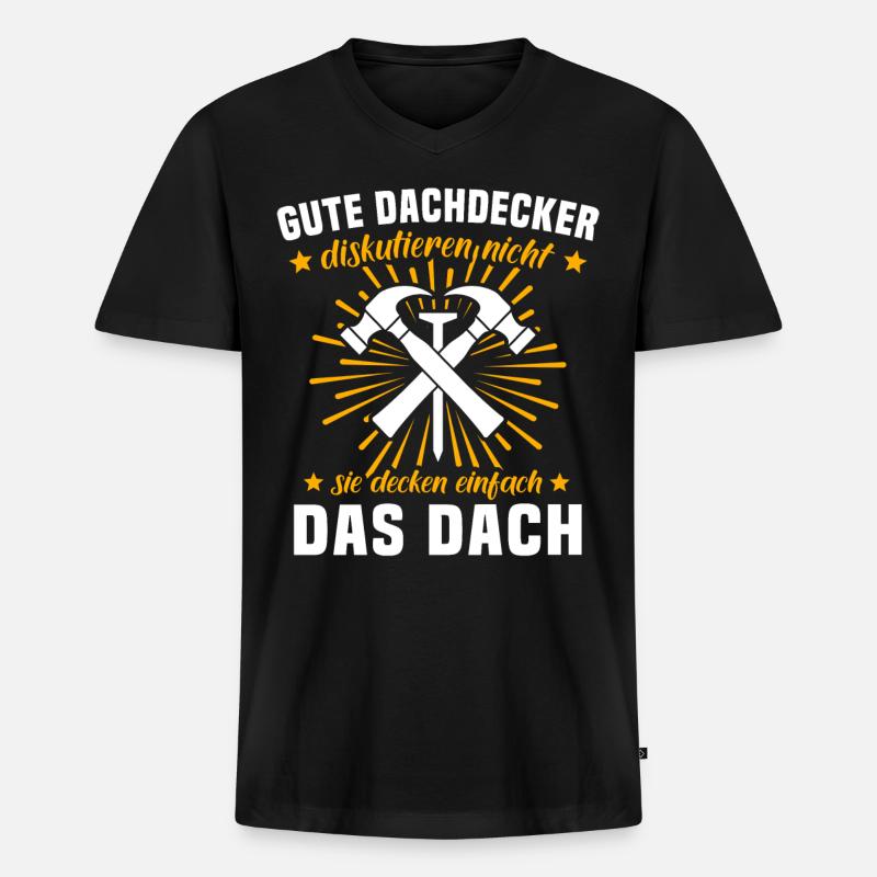 Dachdecker Dachspengler Dachklempner - Männer Premium Bio T-Shirt mit V-Ausschnitt - Schwarz