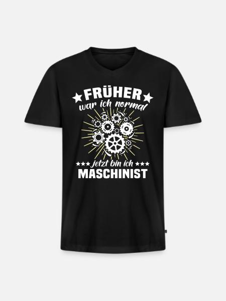 Maschinist - Männer Premium Bio T-Shirt mit V-Ausschnitt - Schwarz