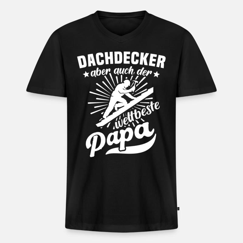 Dachdecker Papa Dachdecken Papas - Männer Premium Bio T-Shirt mit V-Ausschnitt - Schwarz