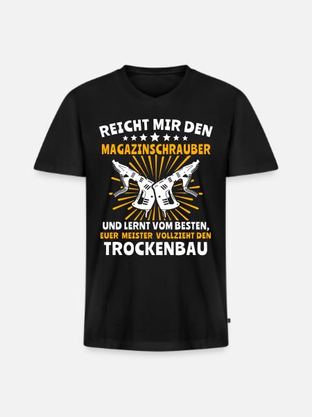 Trockenbauer Trockenbaumonteur Trockenbau - Männer Premium Bio T-Shirt mit V-Ausschnitt - Schwarz