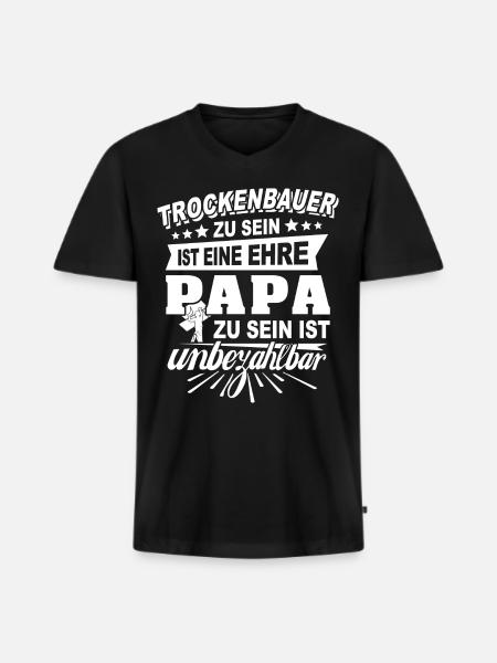 Trockenbauer Trockenbau Papa - Männer Premium Bio T-Shirt mit V-Ausschnitt - Schwarz