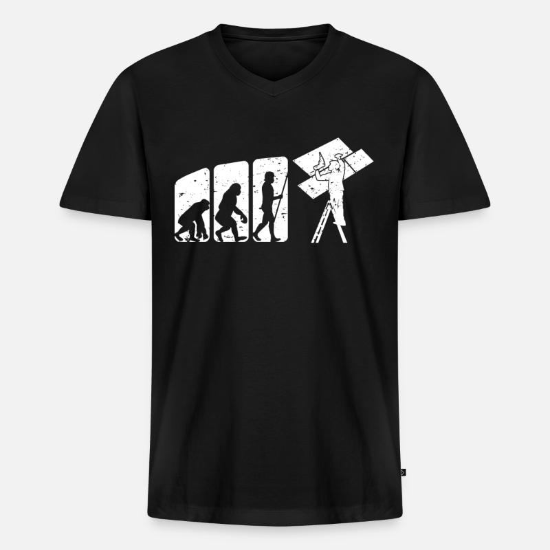 Trockenbauer - Männer Premium Bio T-Shirt mit V-Ausschnitt - Schwarz
