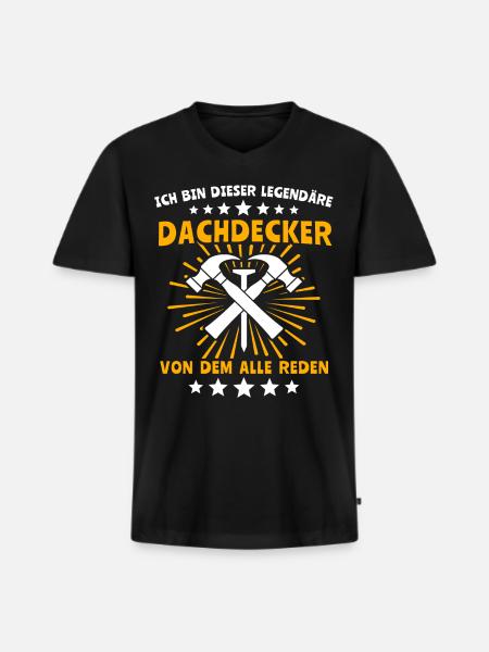 Dachdecker Legende Dachspengler Dachklempner - Männer Premium Bio T-Shirt mit V-Ausschnitt - Schwarz